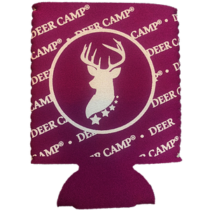 DEER CAMP® Coffee No Trespassing™ Cooler Comrade™  Can Cooler (Purple | White)