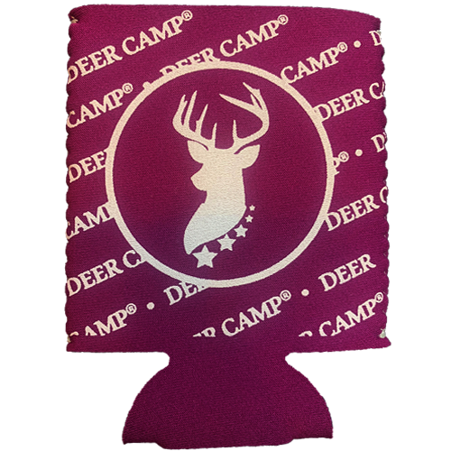 DEER CAMP® Coffee No Trespassing™ Cooler Comrade™  Can Cooler (Purple | White)