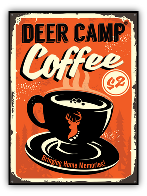 DEER CAMP® Coffee Vintage Cafe Or Pub Tin Tacker Sign