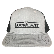 Buck Baits Heather Gray/Black Logo Black Snapback Cap - Buck Baits