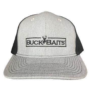 Buck Baits Heather Gray/Black Logo Black Snapback Cap - Buck Baits