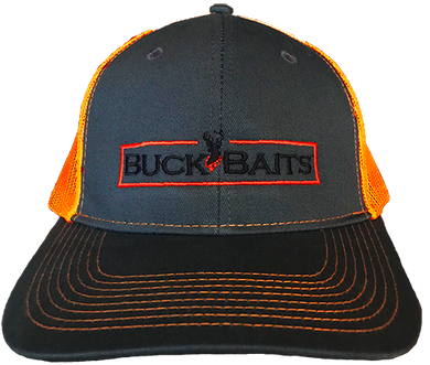 Buck Baits Logo Gray Steel | Orange Snapback Cap - Buck Baits